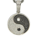 Yin Yang Tai Chi Chinese Eight Diagrams Taoism Pave Stone 925 Sterling Silver Charm Pendant Necklace