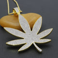 Charm CZ Iced Out Hip Hop Bling Maple Leaf Weed Marijuana Leaf Fine Silver Necklace Pendant Jewelry