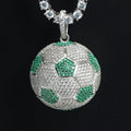Hiphop Bling Football Soccer Ball Micro Pave Iced Stone Silver Gold Plating 925 Sterling Silver Necklace Pendant