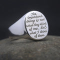 The Important Thing Is Not What They Think Of Me Women Seal Signet Letter Thumb Pinky 925 Sterling Silver Ring