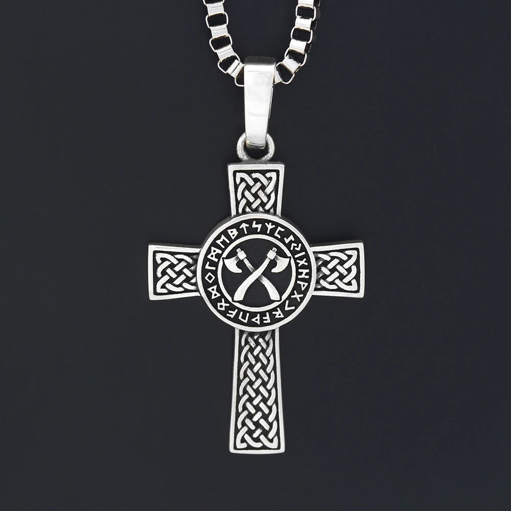 Viking Triangle Double Axe Cross On Both Sides For men Or Women  Pendant