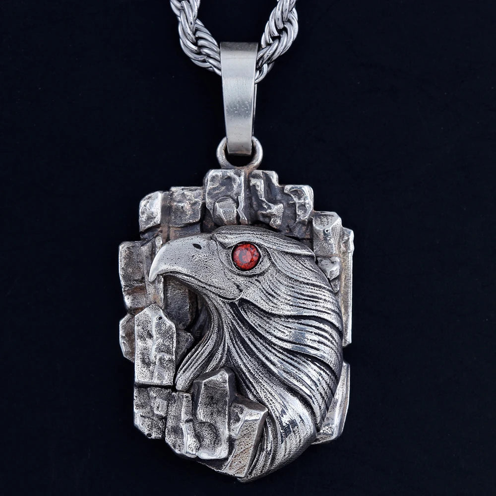Vintage Eagle Head With Sharp Eyes Rocks Pendant