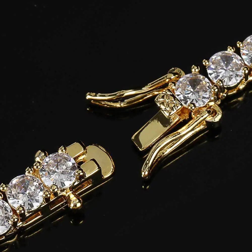 Hip-hop tennis chain bracelet with stone beads