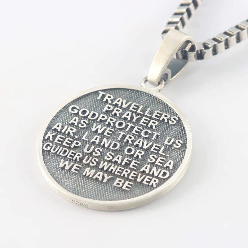 Catholic Medal Blessing From The Holy Father St. Christopher Sterling 925 Silver Pendant