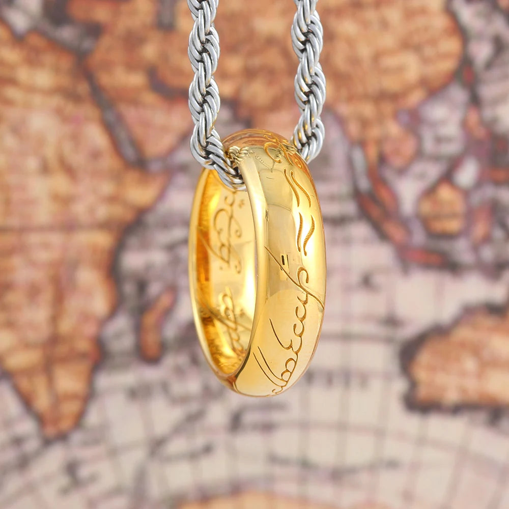 One Ring Of Movie Lord Of The Rings Gold 3D Engraving Fashion Simple Glamorous Sterling Silver Ring