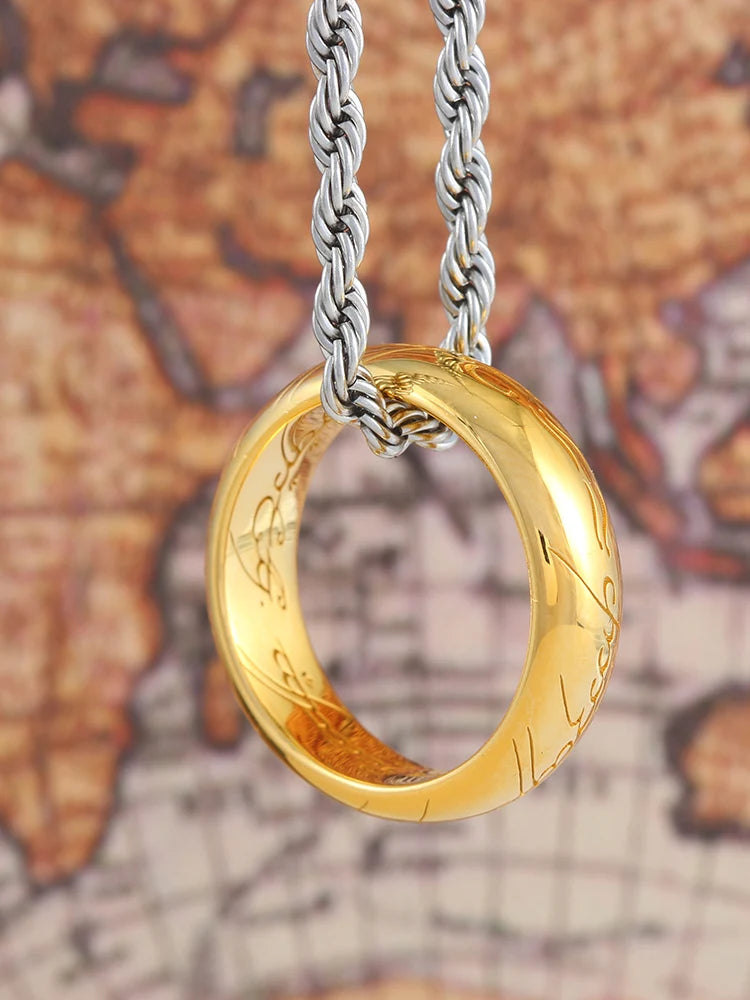 One Ring Of Movie Lord Of The Rings Gold 3D Engraving Fashion Simple Glamorous Sterling Silver Ring