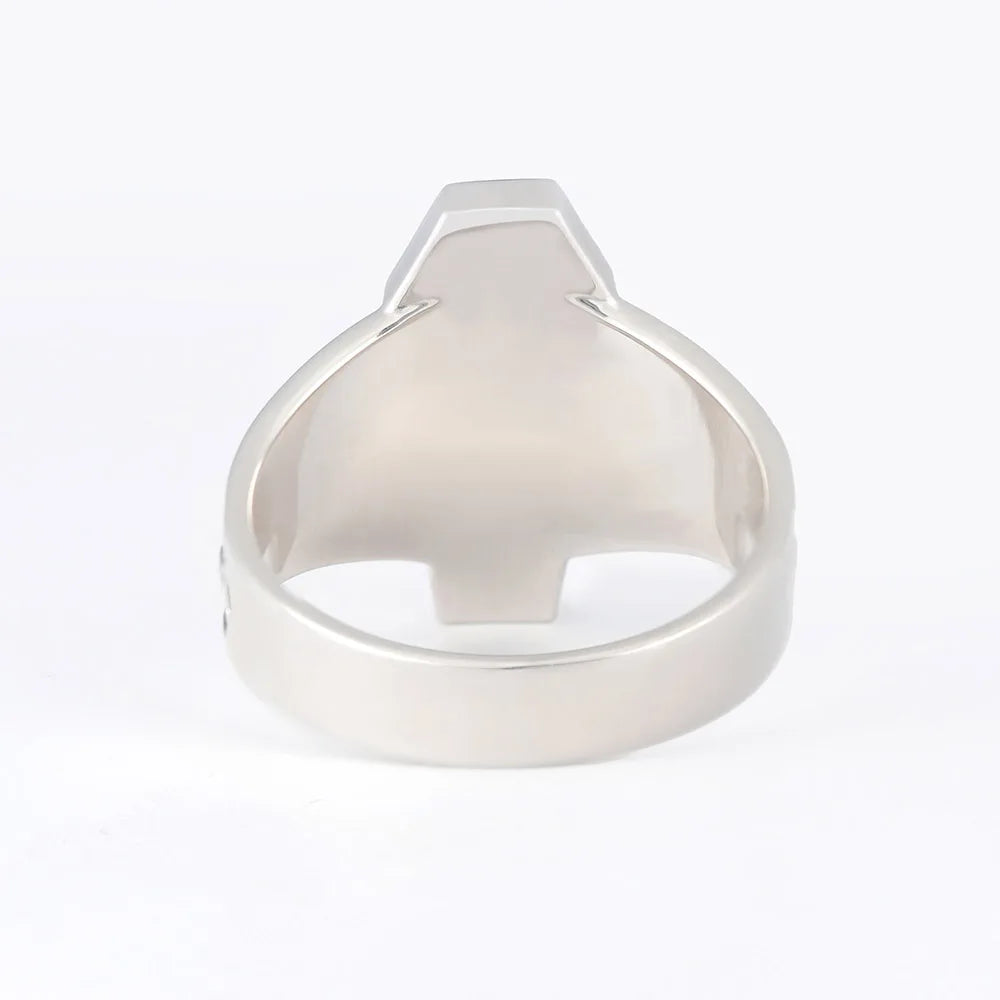 Memorial Of Die Cross Death Skull Gravestone Souvenir Silver Ring