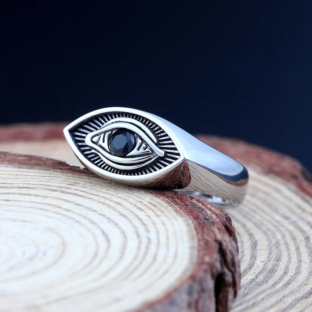 All Seeing Eye Horus Radiate Brilliant Light God Free Mason Sterling Silver Ring