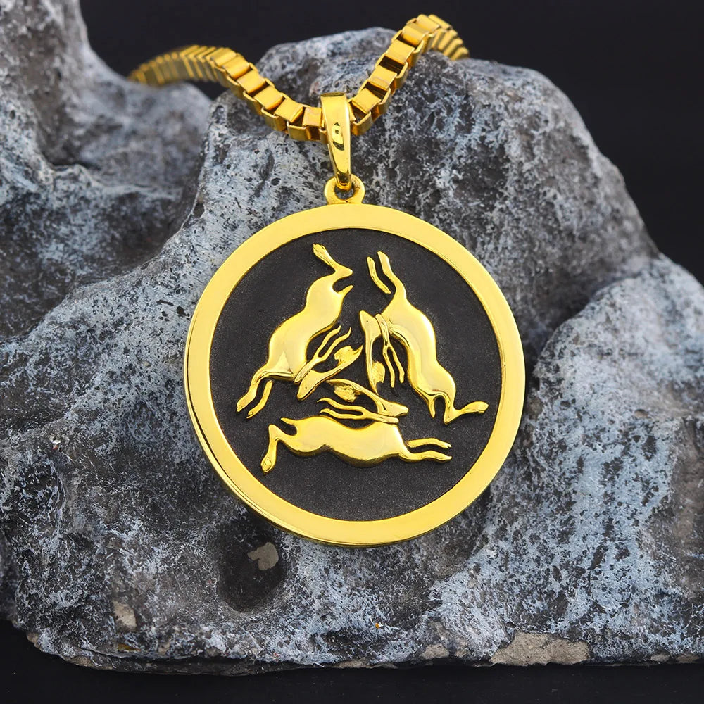Three Rabbits the Circle Of Life Sterling Silver Pendant