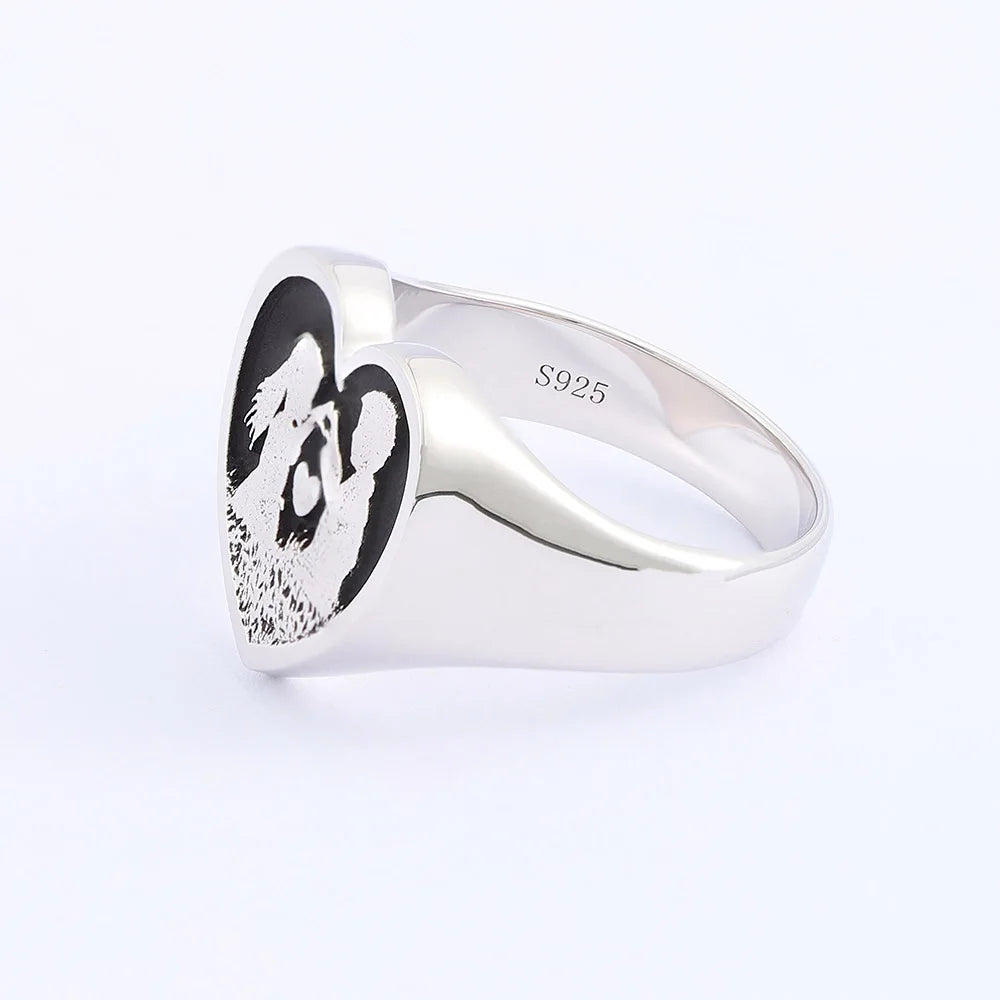 Heart-shaped Men and Women  Crazy For Love Customize Other Logos Sterling Silver Ring