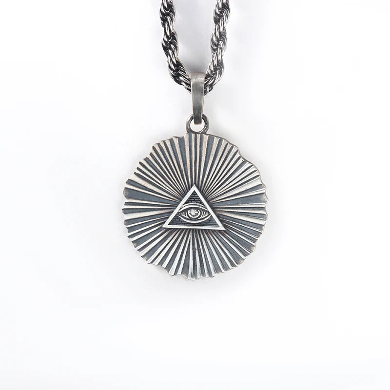 Hipster Demon Eyes of God 925 Sterling Silver Pendant Necklace