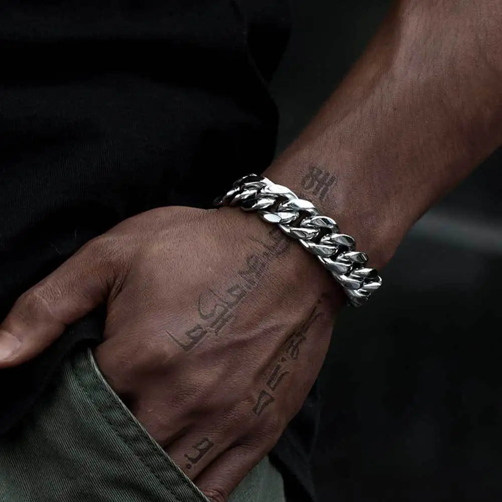 Hip-hop tennis chain bracelet with stone beads