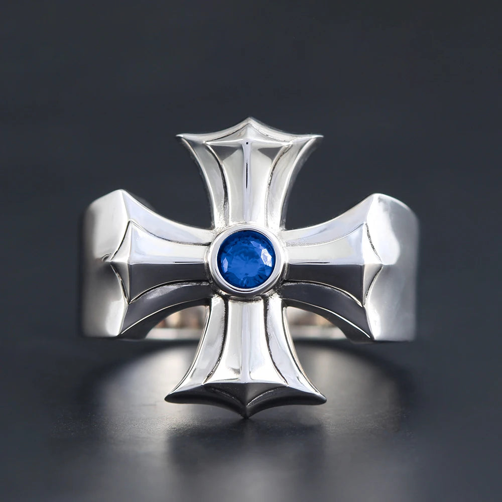 Jesus Christ Prayers Cross Symbol For blessings Inlaid Zircon Sterling Silver Rings