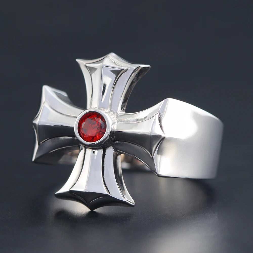 Jesus Christ Prayers Cross Symbol For blessings Inlaid Zircon Sterling Silver Rings
