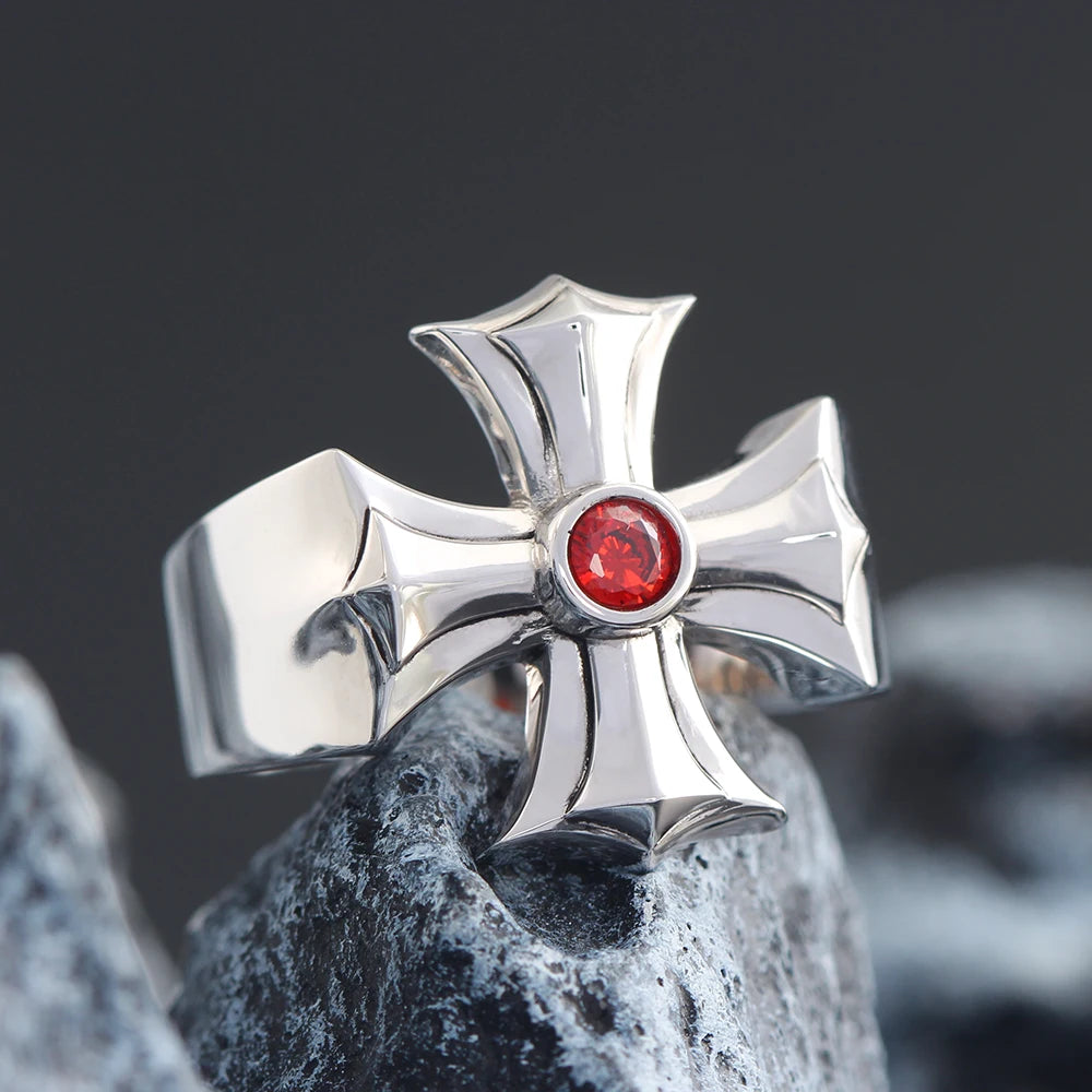 Jesus Christ Prayers Cross Symbol For blessings Inlaid Zircon Sterling Silver Rings