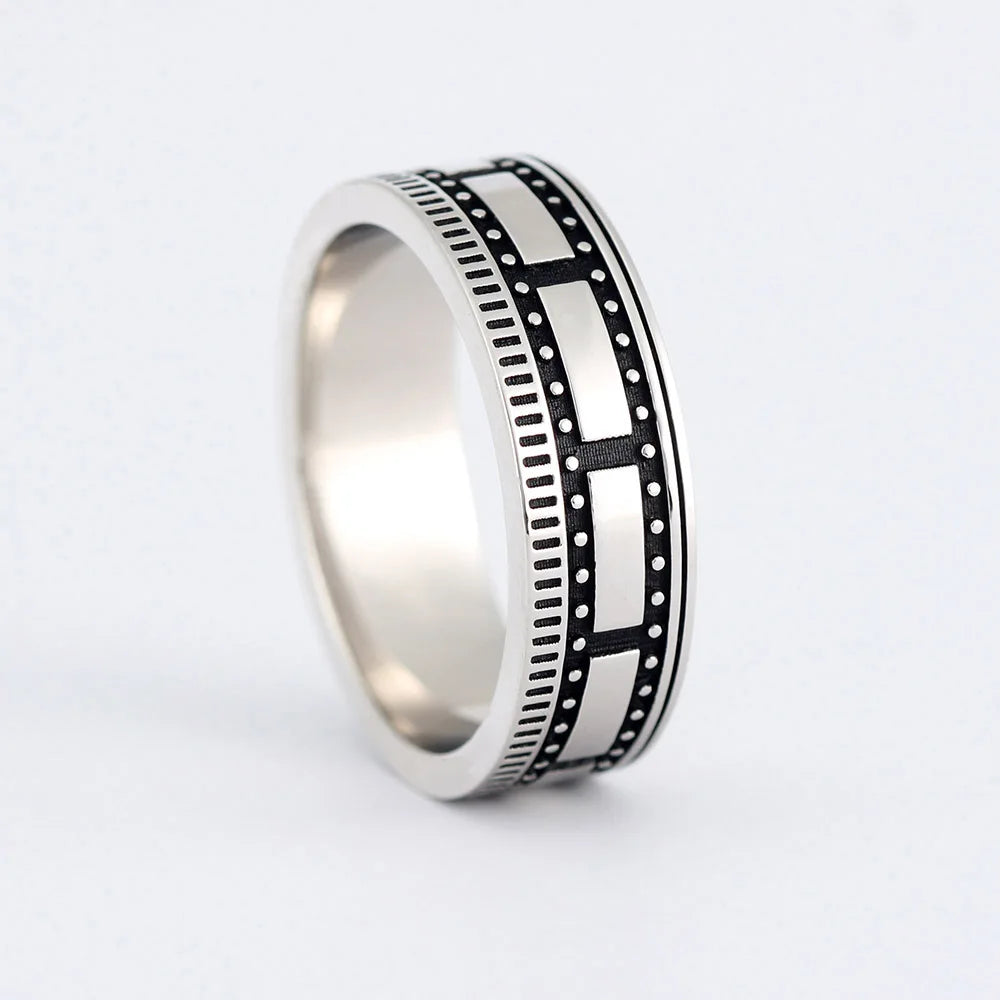 Vintage Camera Film Movie Film Video Old-fashioned Kino Sammlung Cinephile Kamera Rolle Tape Memorial Silver Ring