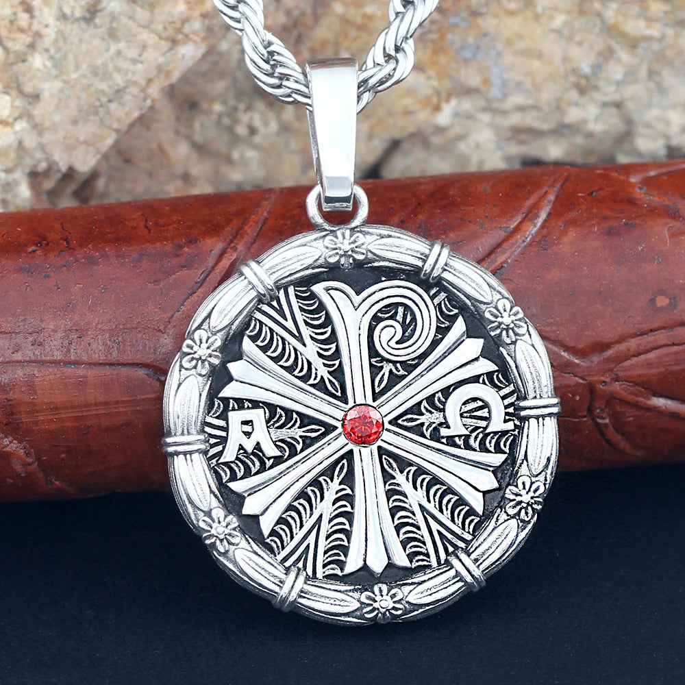 Chi Rho Christ Symbol Alp Ome Charm PX Silver Pendant