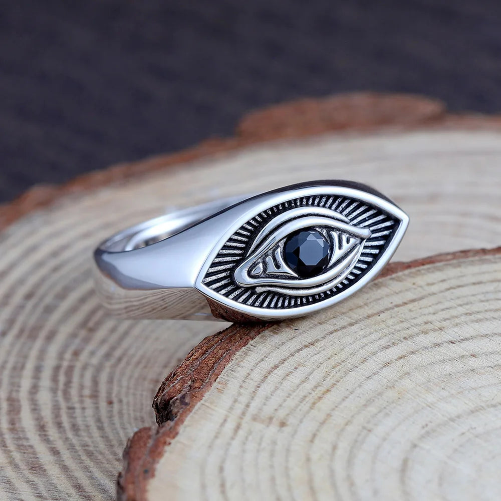 All Seeing Eye Horus Radiate Brilliant Light God Free Mason Sterling Silver Ring
