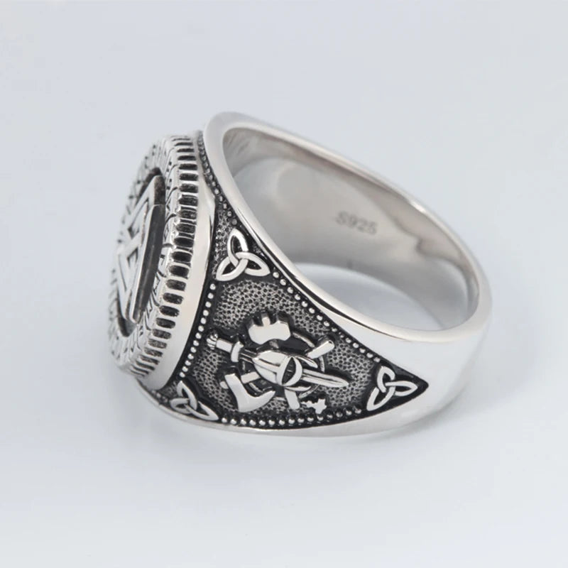Viking Vintage Nordic Men's and women's  Sunk Fashion Accessories Gift  Sterling Silver Ring