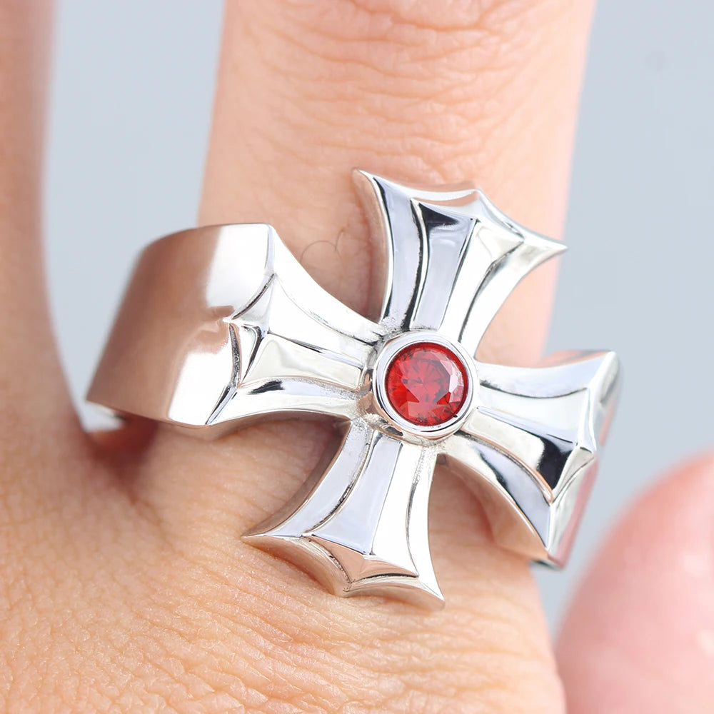 Jesus Christ Prayers Cross Symbol For blessings Inlaid Zircon Sterling Silver Rings