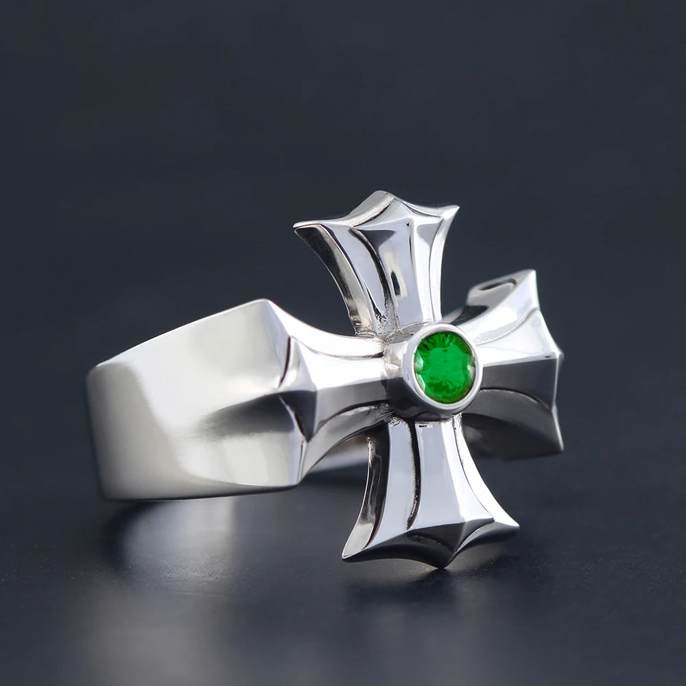 Jesus Christ Prayers Cross Symbol For blessings Inlaid Zircon Sterling Silver Rings