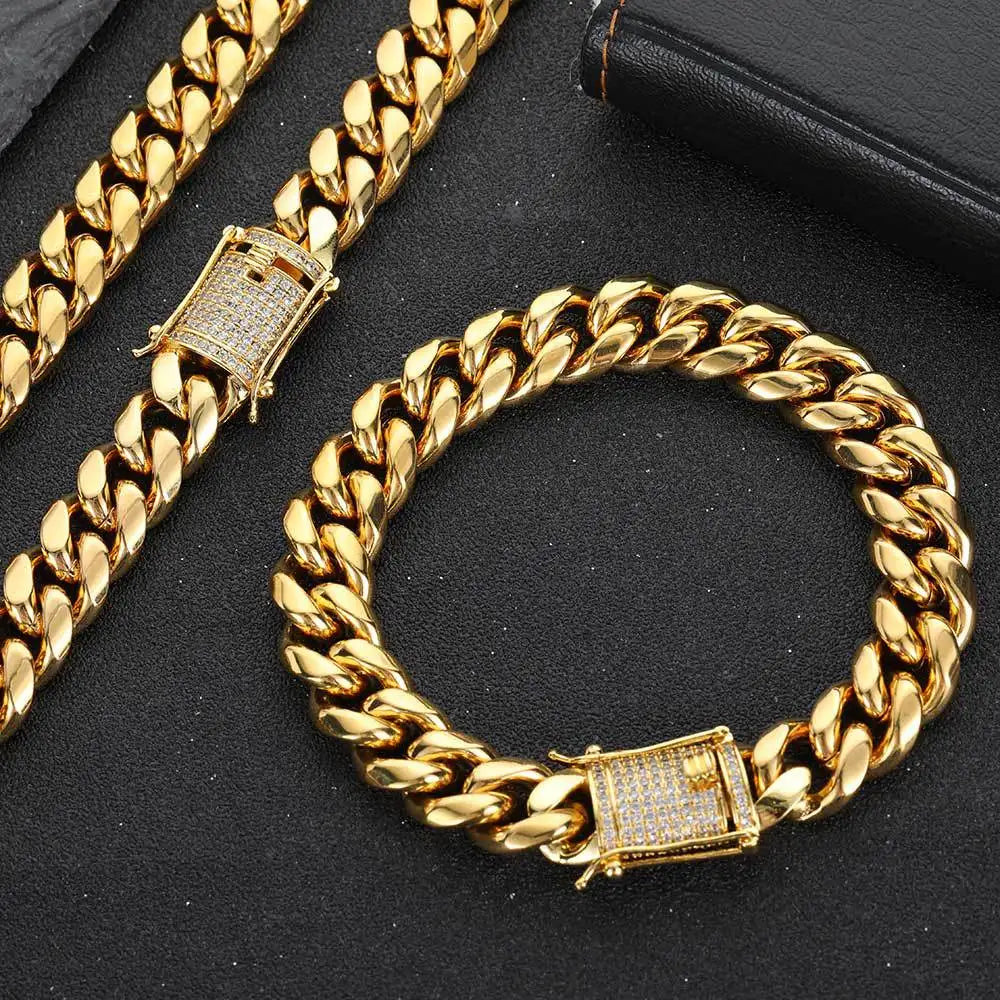 Hip-hop tennis chain bracelet with stone beads