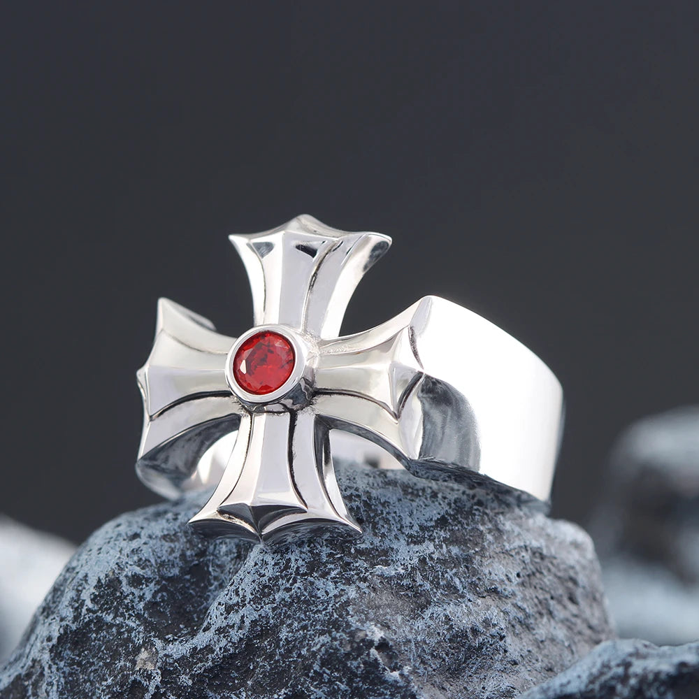Jesus Christ Prayers Cross Symbol For blessings Inlaid Zircon Sterling Silver Rings