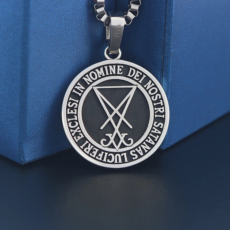 Sheep Head Five-pointed Star-shaped Church Seal Signet Sterling Silver Pendant