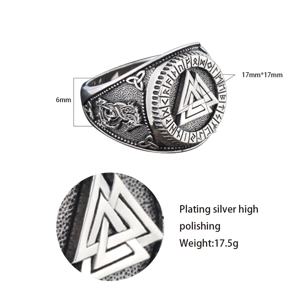 Viking Vintage Nordic Men's and women's  Sunk Fashion Accessories Gift  Sterling Silver Ring
