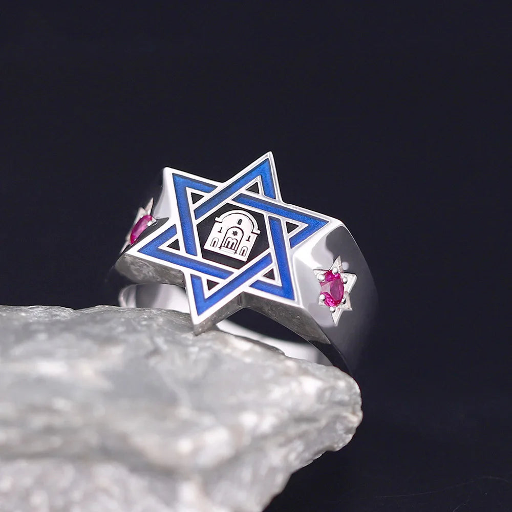Star of David Hexagram Antechapel Arabic Church Silver Ring