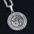 Antique Celtic Viking RotatingWolf Head Rune Sterling Silver Pendant
