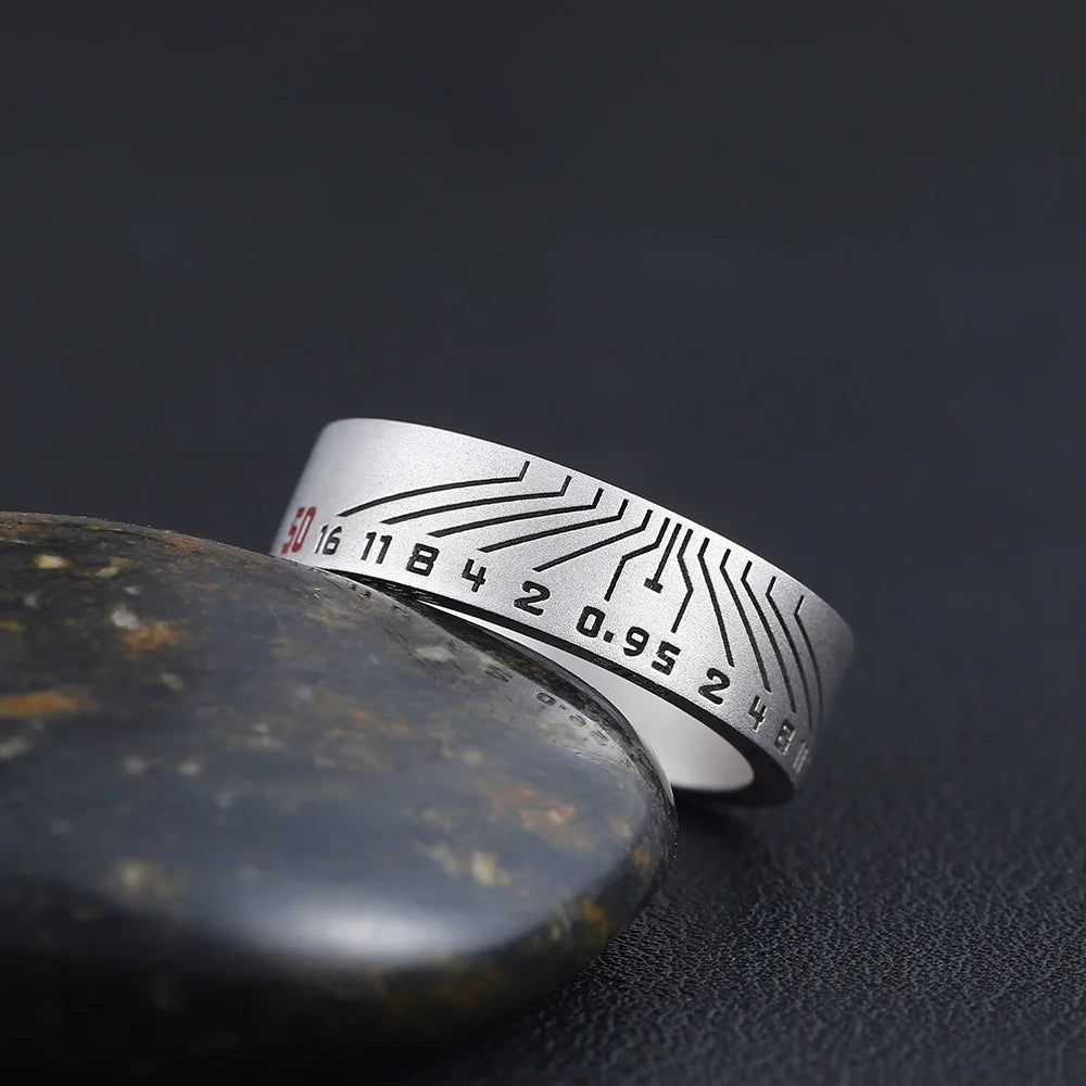 Custom Shutterbug Camera Lens Photographer Shutterbug E60 Sand Finish Sterling Silver Ring