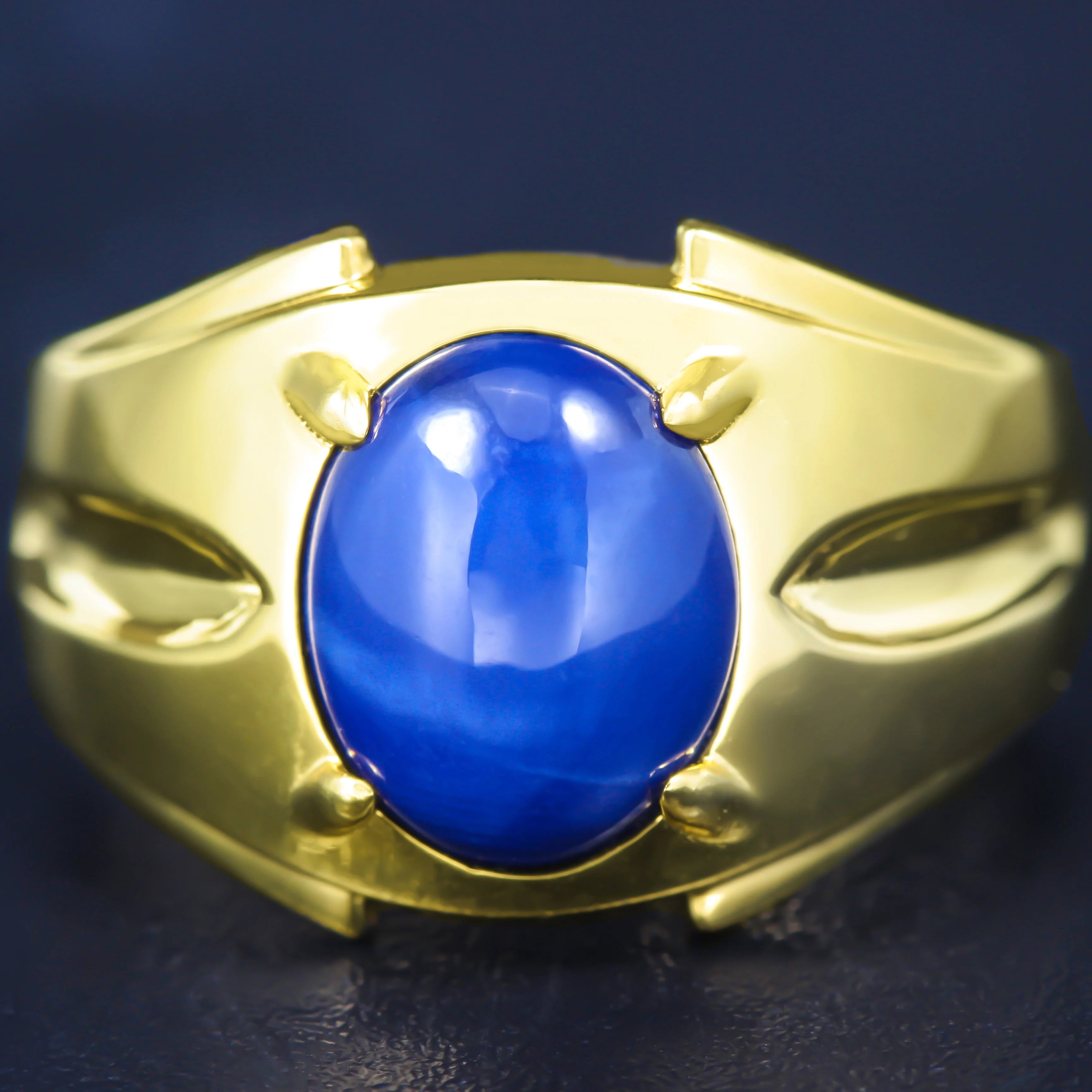Starlight Bright Sapphire Star 925 Sterling Silver Men's ring