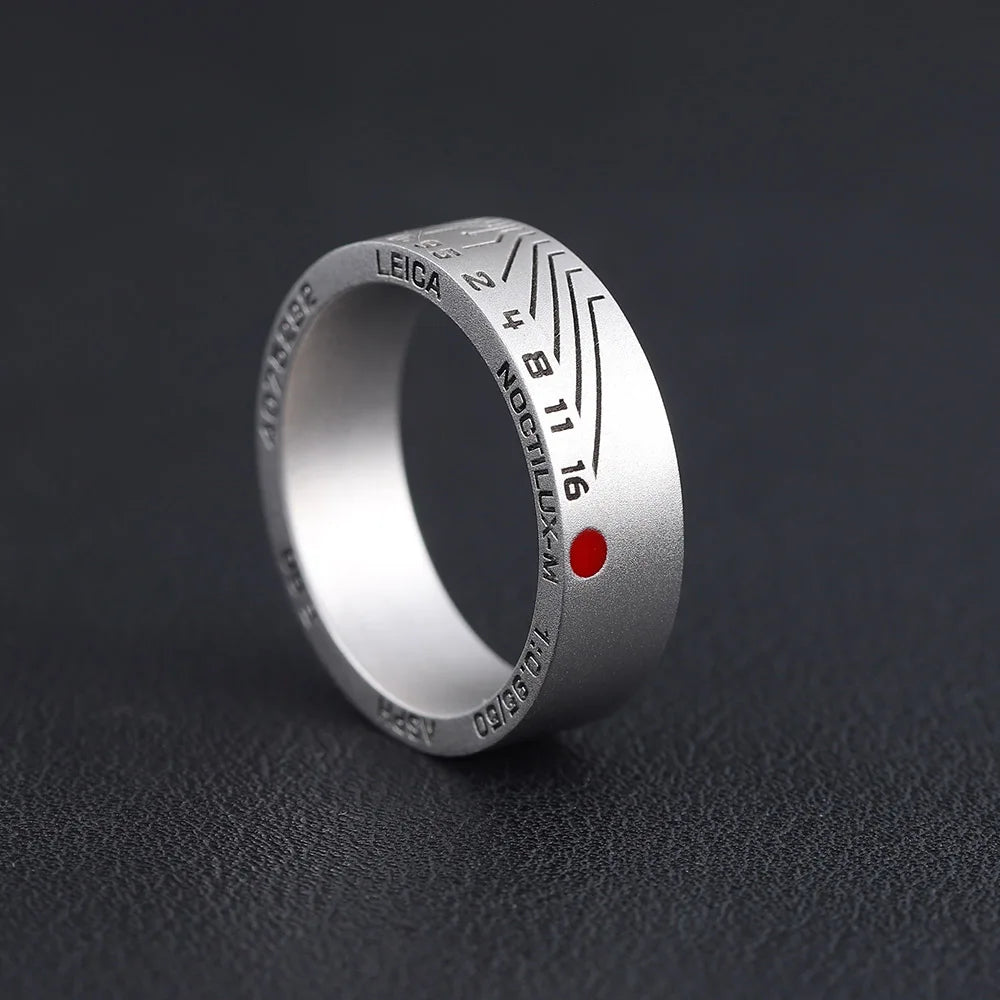 Custom Shutterbug Camera Lens Photographer Shutterbug E60 Sand Finish Sterling Silver Ring