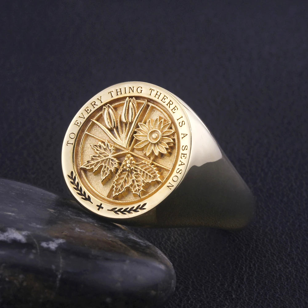 Peace Prayer Holy Bible Ecclesiastes Tulips Sunflowers To Every Thing There Is A Aeason Sterling Silver Ring