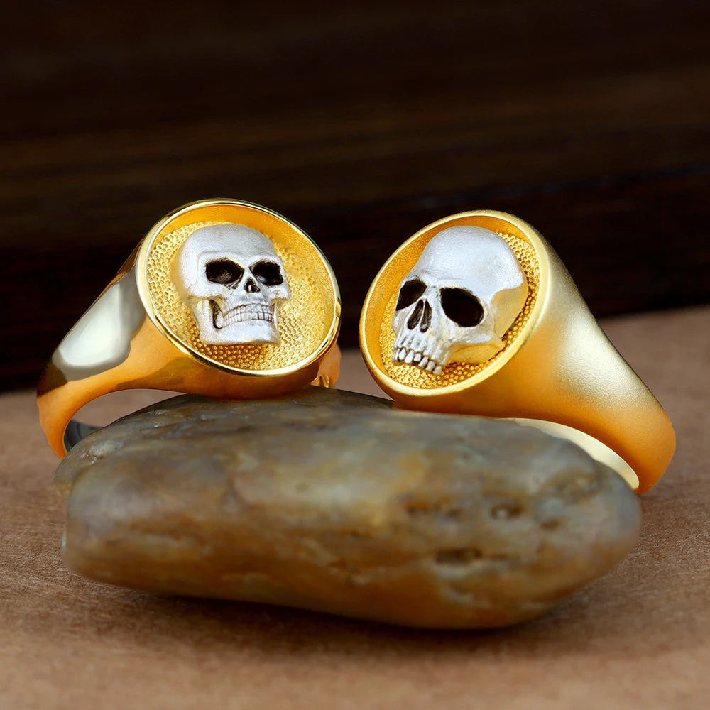 Antique Dead Head Skull Memory Dual-material Pinkie Two-tone  Ring