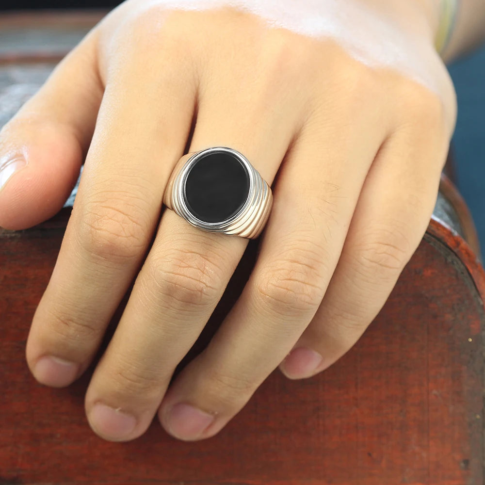 Corrugated Agate 925 Sterling Silver Fine Jewelry Ring For Men