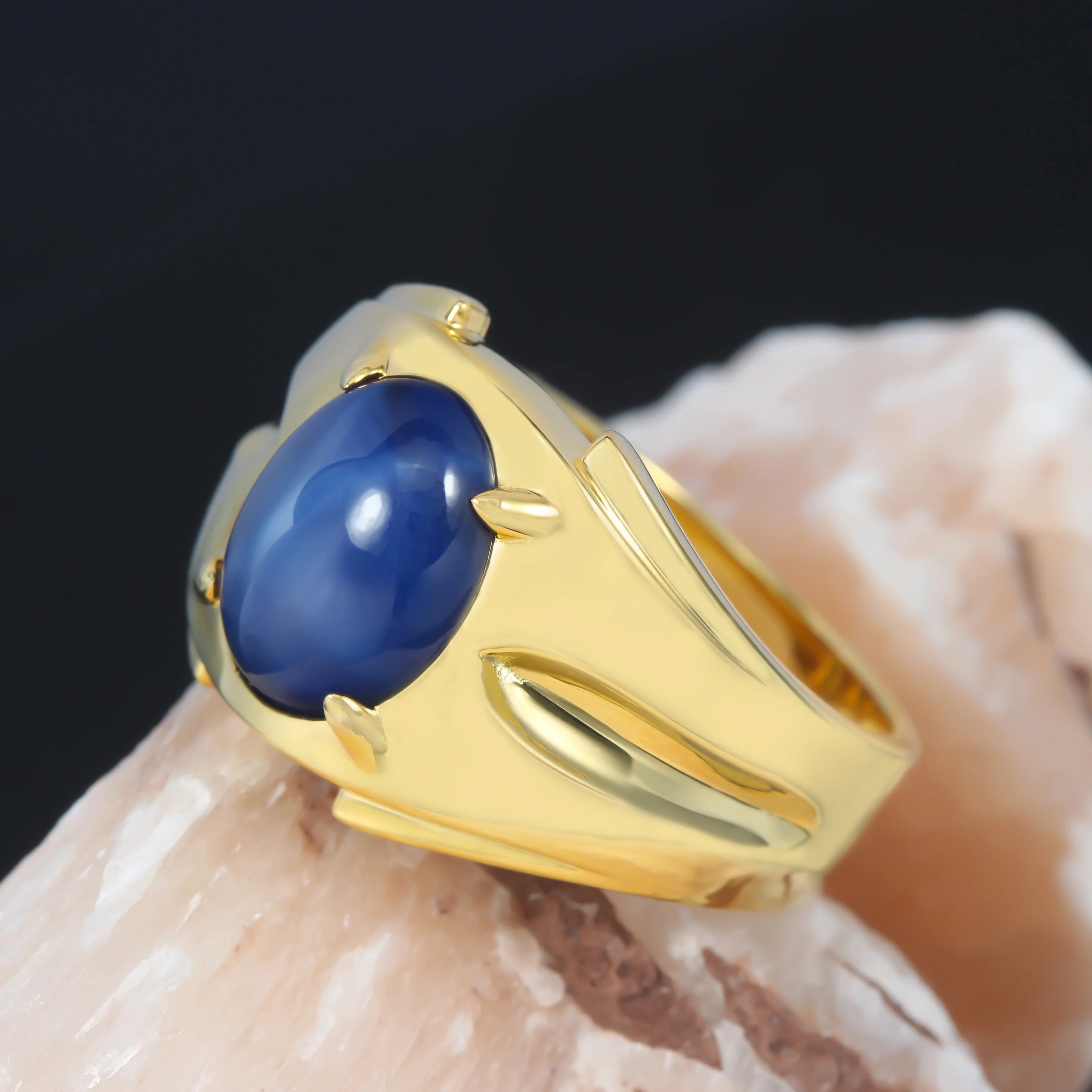 Starlight Bright Sapphire Star 925 Sterling Silver Men's ring