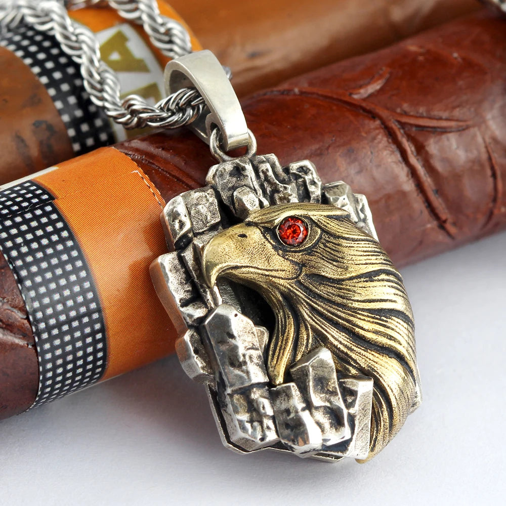 Vintage Eagle Head With Sharp Eyes Rocks Pendant