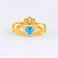Heart Shaped Scottish Lrish Crown Hands Ireland sterling silver ring