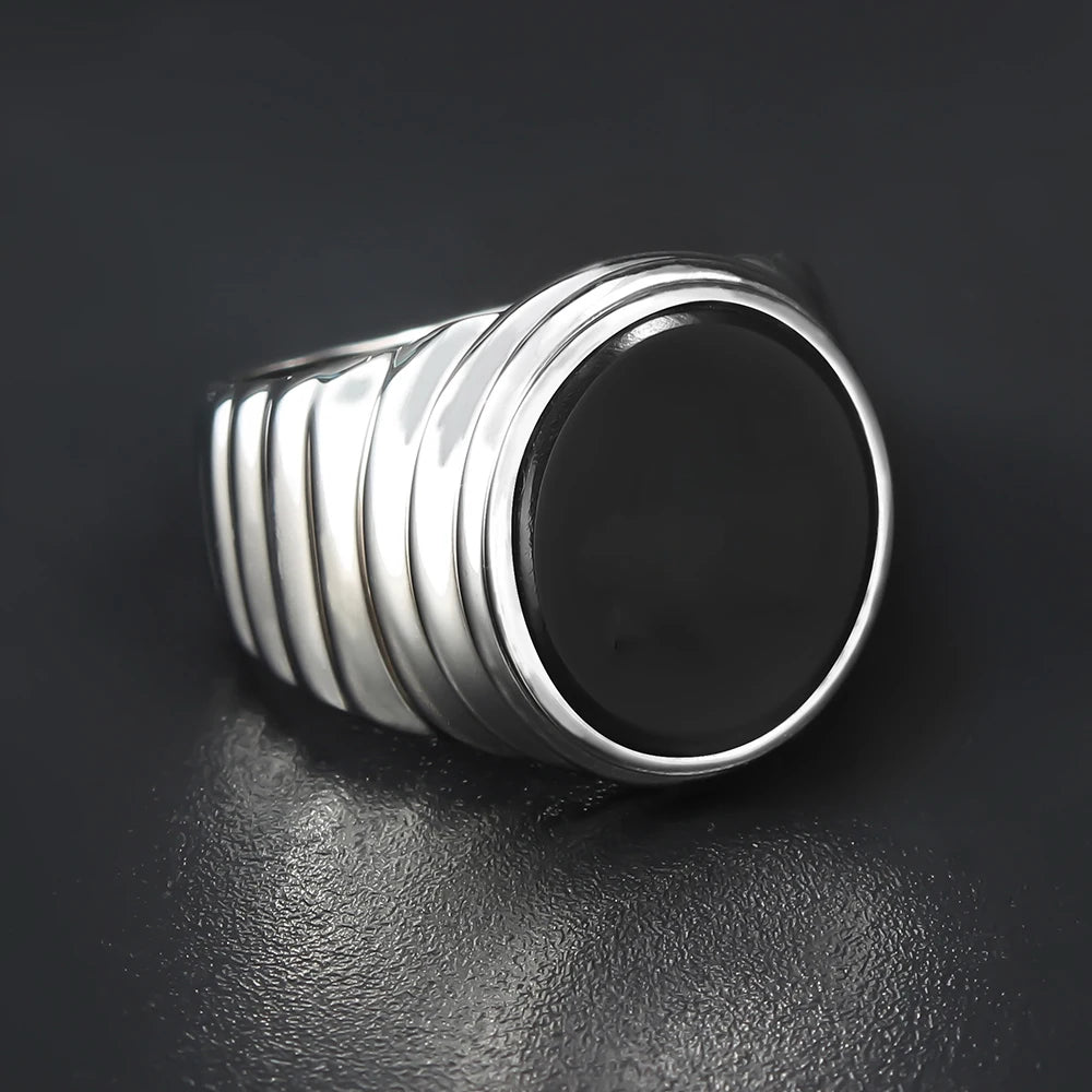 Corrugated Agate 925 Sterling Silver Fine Jewelry Ring For Men