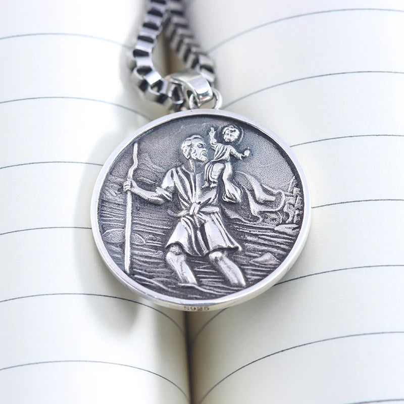 Catholic Medal Blessing From The Holy Father St. Christopher Sterling 925 Silver Pendant