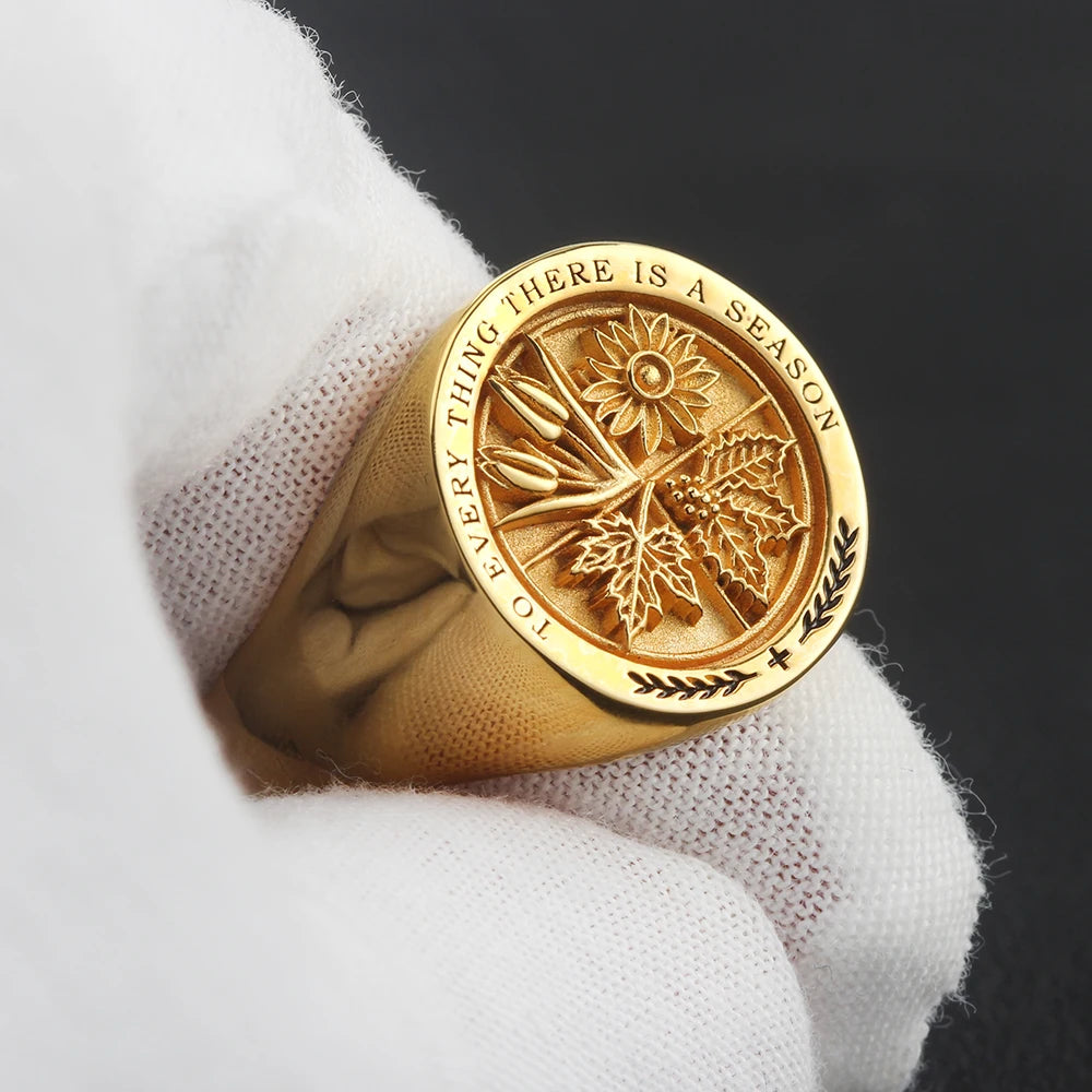 Peace Prayer Holy Bible Ecclesiastes Tulips Sunflowers To Every Thing There Is A Aeason Sterling Silver Ring