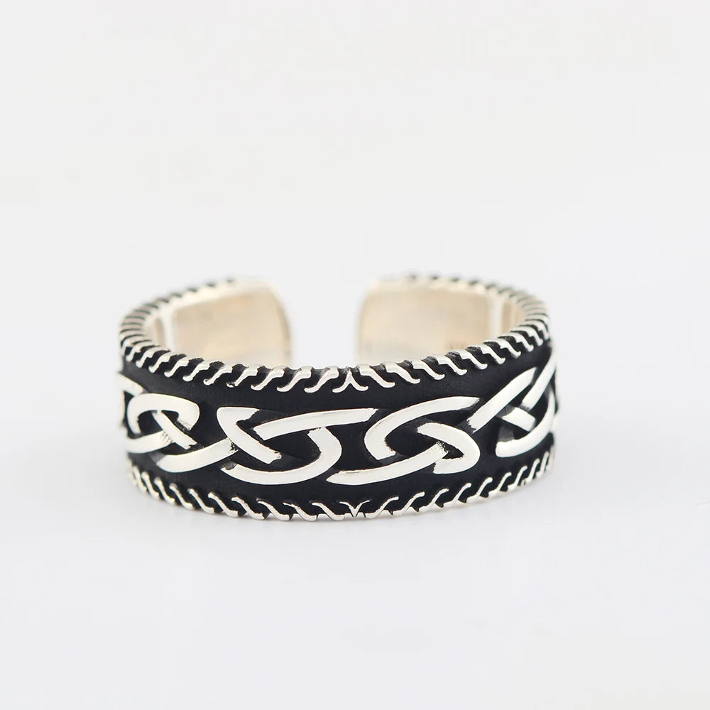 Antique Viking Totem Finger Size Regulable Sterling Silver Ring