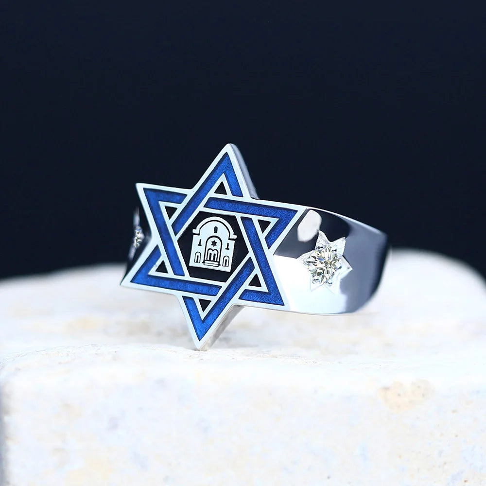 Star of David Hexagram Antechapel Arabic Church Silver Ring