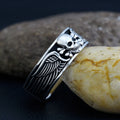 Death Sskeleton Motorbike Gothic Design Skull  Wing Punk Silver Ring