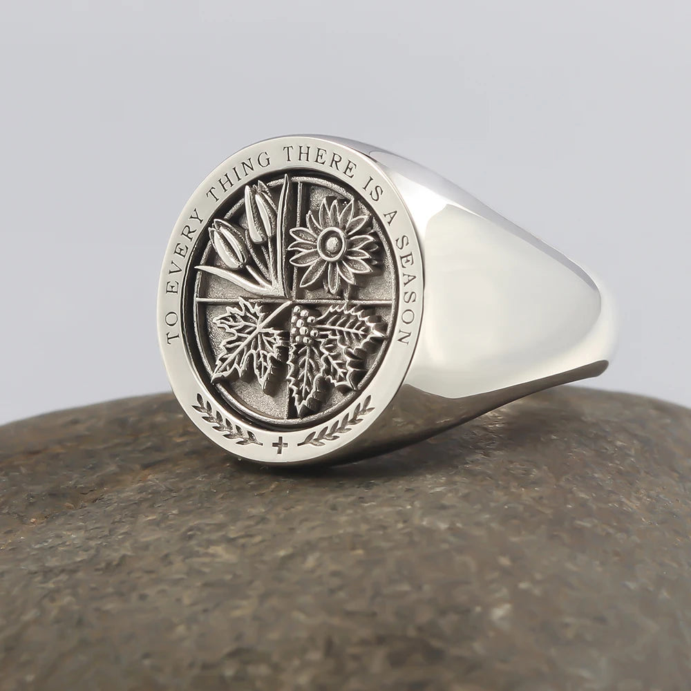 Peace Prayer Holy Bible Ecclesiastes Tulips Sunflowers To Every Thing There Is A Aeason Sterling Silver Ring
