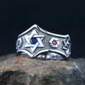 Star of David Sexangular Seal of Solomon Hebrew Symbol Inlaid stones Sterling Silver Ring