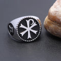 Christian Orthodox Church Symbol PX Alpha Omg Cross Sterling Silver Ring