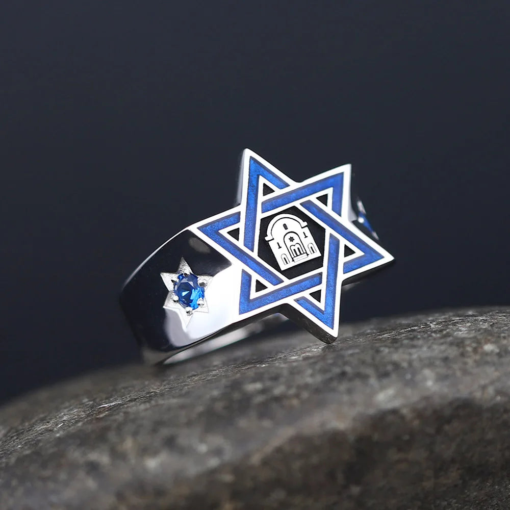 Star of David Hexagram Antechapel Arabic Church Silver Ring